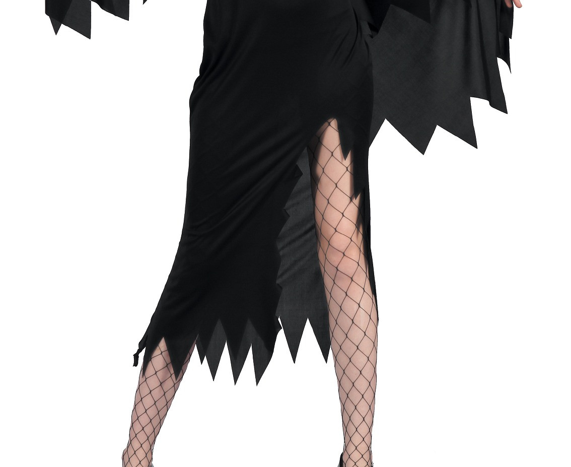 Role play-set for adult Black Witch (dress, hat, belt), size S